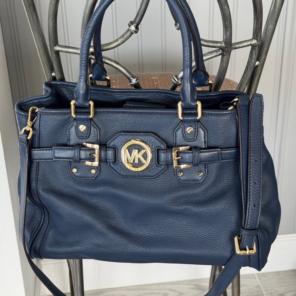 Michael Kors Hudson Large Leather Tote with Gold Accents